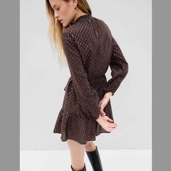 NWT Gap Mockneck Metallic Mini Dress - Picture 3 of 7